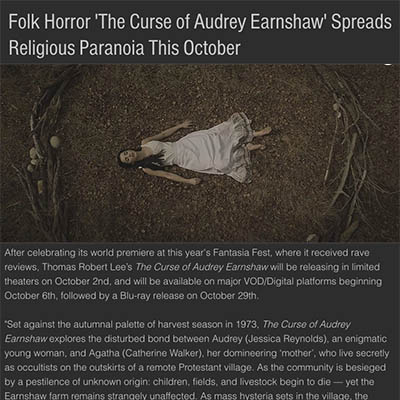 Folk Horror 'The Curse of Audrey Earnshaw' Spreads Religious Paranoia This October